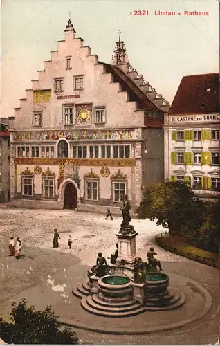 Ansichtskarte Lindau (Bodensee) Altes Rathaus, Gasthof Sonne 1912