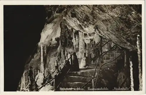 Ansichtskarte Rübeland Baumannshöhle - Säulenhalle 1932