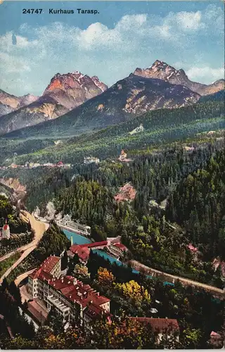 Ansichtskarte Tarasp Kurhaus aus der Vogelschau-Perspektive 1910