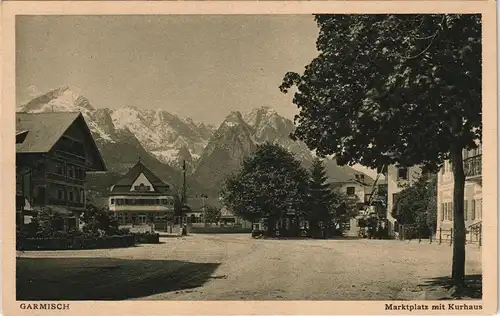 Ansichtskarte Garmisch-Partenkirchen Marktplatz mit Kurhaus 1928