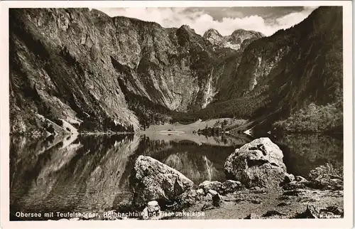 Berchtesgaden Obersee mit Teufelshörnen spiegeln sich im See 1940