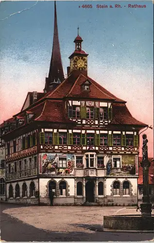 Ansichtskarte Stein am Rhein Rathaus mit Bemalung 1912