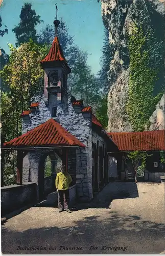 Ansichtskarte Thun Thoune Beatushöhlen am Thunersee. Mann 1913