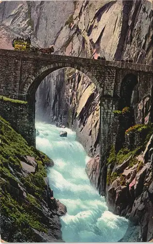 Ansichtskarte Andermatt Teufelsbrücke (Schöllenen), Postkutsche 1912