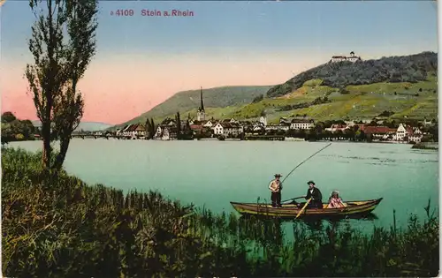 Ansichtskarte Stein am Rhein Stadt, Angler auf dem Rhein 1912