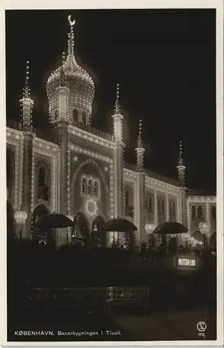 Postcard Kopenhagen København Tivoli, Beleuchtung bei Nacht 1929