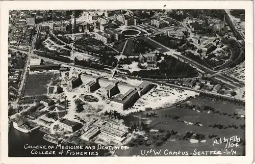 Postcard Seattle Luftbild Aero Campus 1938