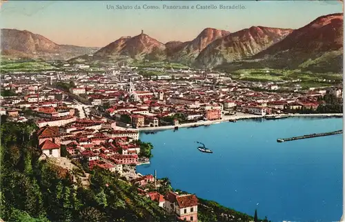 Cartoline Como Un Saluto da Como. Panorama e Castello Baradello. 1914