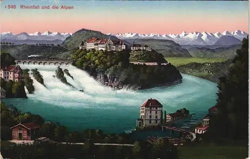 Ansichtskarte Neuhausen am Rheinfall Rheinfall, Brücke - Dampflokomotive 1913