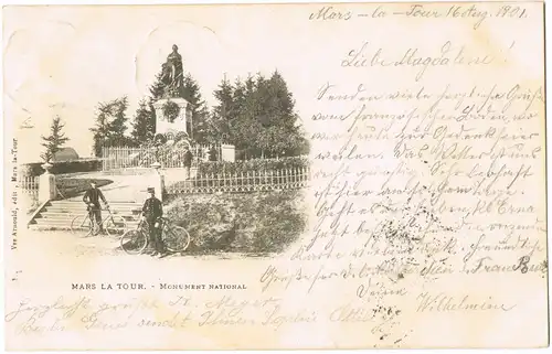 Mars-La-Tour Monument National gel. Ankunftsstempel Hannover 1901