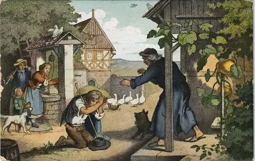 Ludwig Richter vergib uns unsere Schuld Künstlerkarte Gemälde Kunstwerke 1912