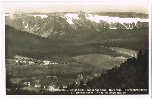 Postcard Krummhübel Karpacz Stadt und Teichmannbaude 1934