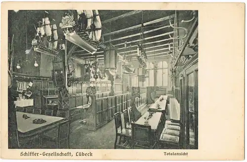 Ansichtskarte Lübeck Schiffergesellschaft Innenansicht Gebäude 1910