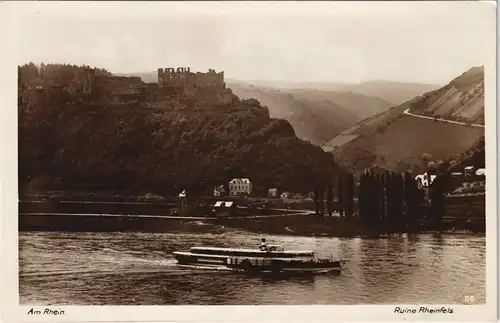 Ansichtskarte Sankt Goar Burgruine Rheinfels. Dampfer 1932