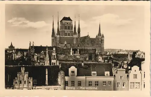 Danzig Gdańsk/Gduńsk Marienkirche Marientürme Stadt Panorama Alte Häuser 1940