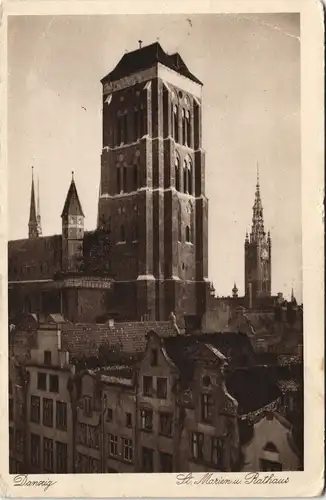 Danzig Gdańsk/Gduńsk Blick auf Marienkirche/Kościół Mariacki Rathaus 1930