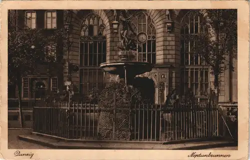 Danzig Gdańsk/Gduńsk Partie am Neptunbrunnen Stadtteilansicht 1925