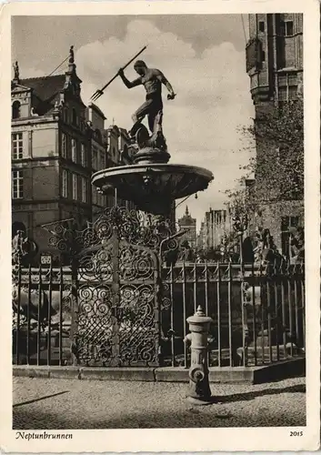 Postcard Danzig Gdańsk/Gduńsk Langermarkt, Neptunbrunnen - Hydrant 1929