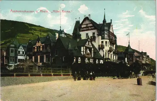 Assmannshausen am Rhein-Rüdesheim (Rhein) Partie am "Hotel Krone." 1912