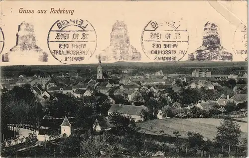 Ansichtskarte Radeburg Totale, Rollstempel Einweihung VD 1913