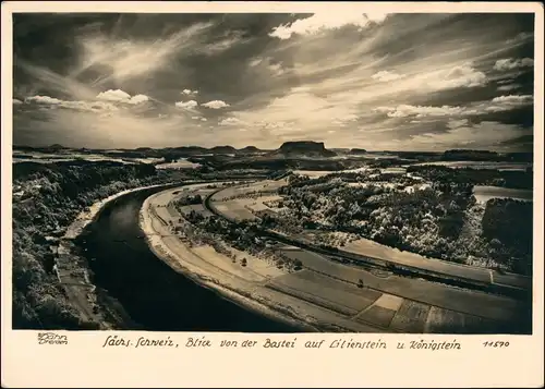 Ansichtskarte Rathen Rundblick Lilienstein, Rathen 1953 Walter Hahn:11570