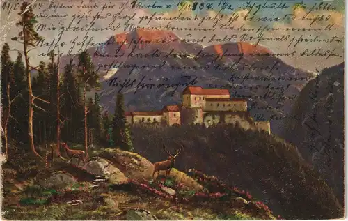 Alpenlandschaft 1904  gel. von München nach Tsingtau Kiautschou China Kolonie
