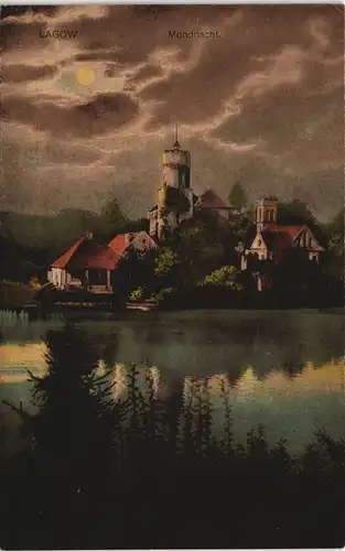 Postcard Lagow Łagów Stadt bei Mondschein 1922