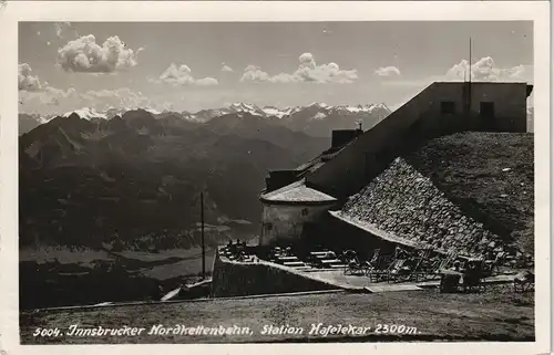 AK Innsbruck Nordkettenbahn Station Hafelekar 1937 gel. eckiger Bahnstempel