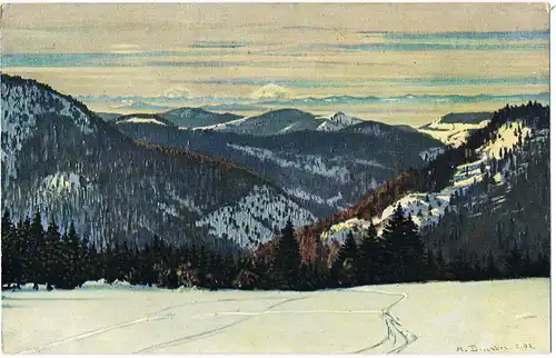 Feldberg (Schwarzwald) Blick vom Feldberg nach dem Wiesental Schweizer Jura 1916