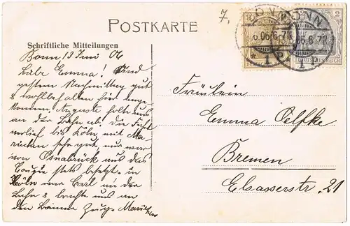 AK Rolandseck-Remagen Restaurant 1906 gel. Mischfrankatur -Stempel Bonn