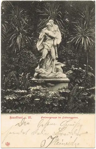 Ansichtskarte Frankfurt am Main Palmengarten, Perseusgruppe 1906  gel. Stempel