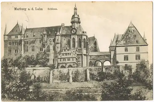 AK Marburg an der Lahn Schloss, Künstlerkarte 1911 gel. Stempel Marburg