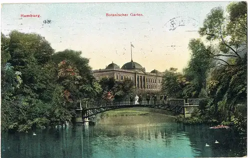 Ansichtskarte Hamburg Botanischer Garten 1910  gel. Rollstempel Hamburg 1