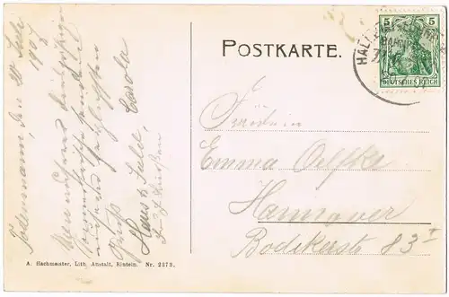 Ansichtskarte Rinteln Waldrestauration zum Waldkater 1907  gel. Bahnpost-Stempel