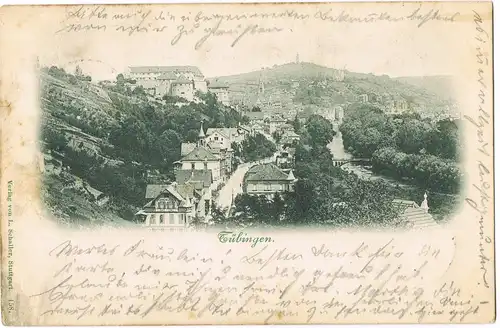 Ansichtskarte Tübingen Straßenpartie 1897 gel. von Tübingen mit Ankunftsstempel