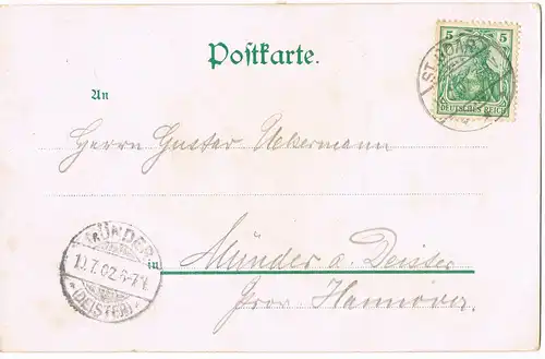 AK St. Goarshausen Loreley Rhein, Rahmen AK 1902  gel. Ankunftsstempel Deister