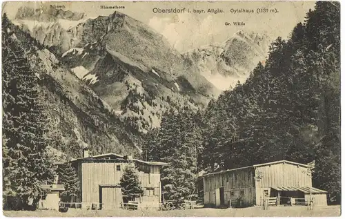 Ansichtskarte Oberstdorf (Allgäu) Holzhütten, Himmelhorn 1912