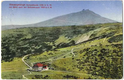 Postcard Krummhübel Karpacz Hampelbaude - Schneekoppe 1919