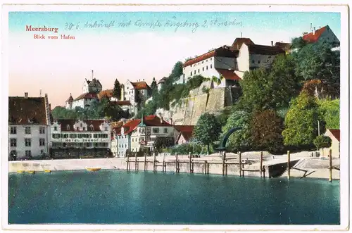 Ansichtskarte Meersburg Hafen und Hotel Seehof 1928