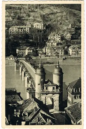 Ansichtskarte Heidelberg Karl-Theodor-Brücke mit Brückentor 1956