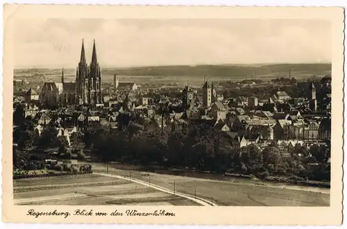 Ansichtskarte Regensburg Panorama-Ansicht Blick von den Winzerhöhen 1954