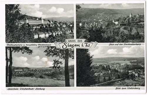 Ansichtskarte Siegen Mehrbildkarte mit 4 Panorama-Ansichten 1955