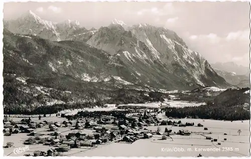 Ansichtskarte Krün Luftbild im Winter 1958