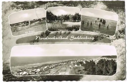 Sahlenburg-Cuxhaven MB: Strand, Finkenmoor, Luftbild Zeltplätze 1969