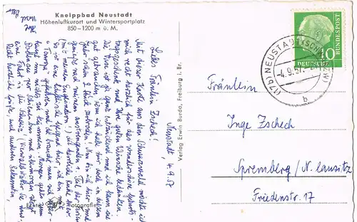 Titisee-Neustadt Panorama-Ansicht Höhenluftkurort Schwarzwald 1957