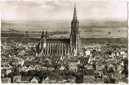 Ansichtskarte Ulm a. d. Donau Luftbild Stadt mit Fernblick 1956
