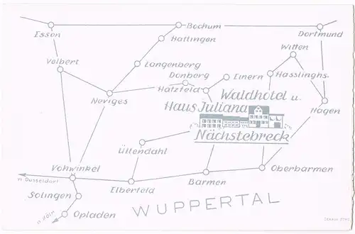 Ansichtskarte Wuppertal Werbekarte Waldgasthaus VESPER innen u. außen 1959