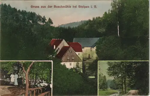 Ansichtskarte Rennersdorf-Neudörfel-Stolpen 3 Bild Buschmühle 1913