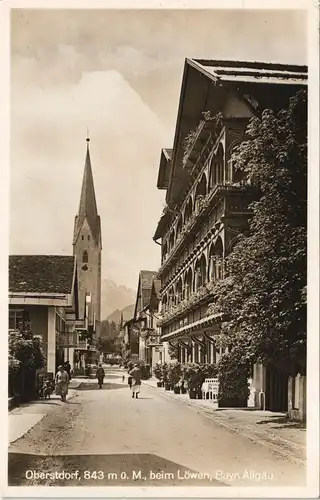 Oberstdorf (Allgäu) Straßenpartie - Restaurant beim Löwen 1936