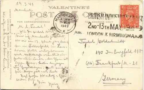 Postcard Manchester PICCADILLY AND GARDENS - Autos 1949